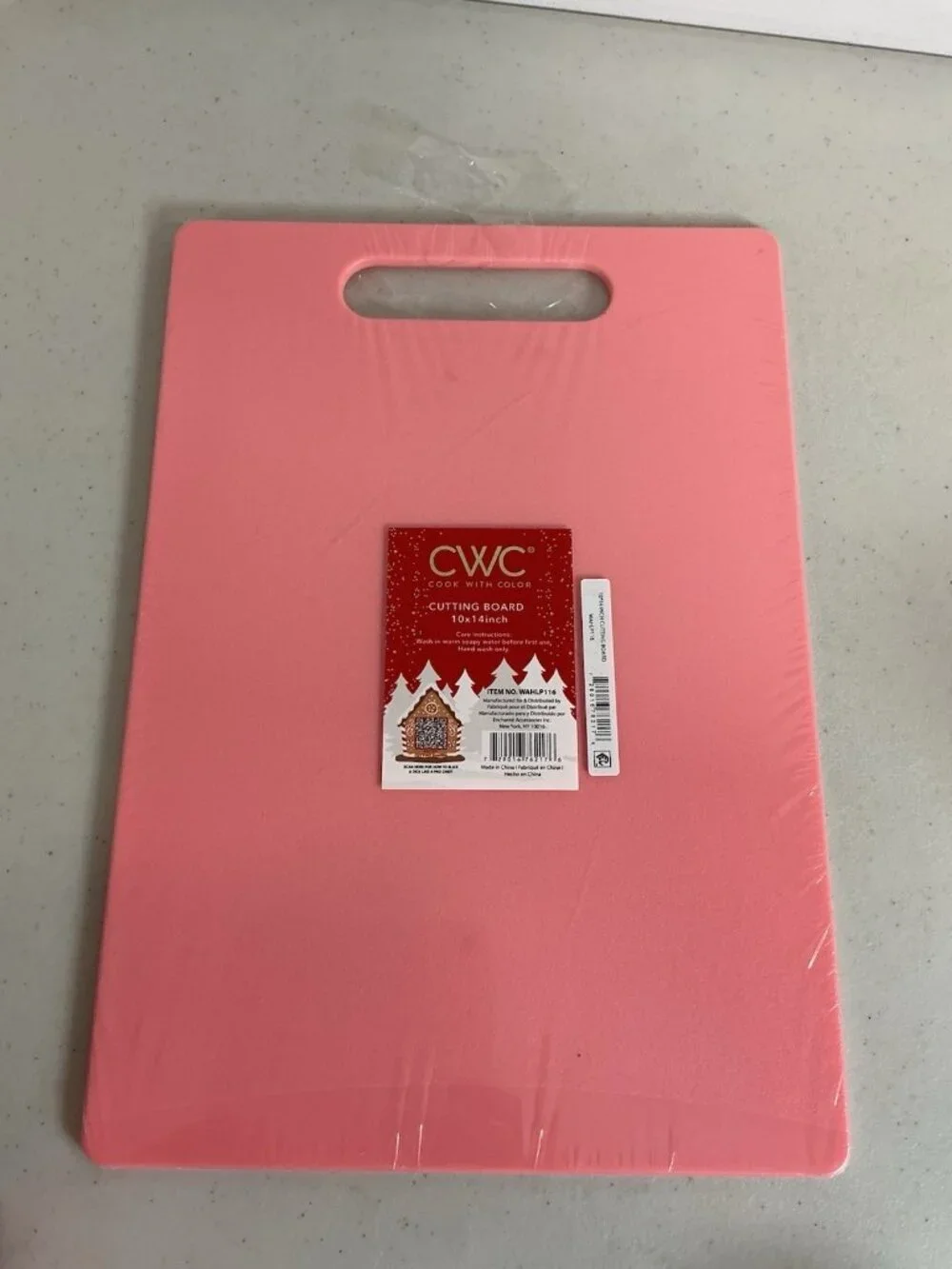 Pink Vintage Style Christmas Tree Cutting Board Plastic 10x14 New